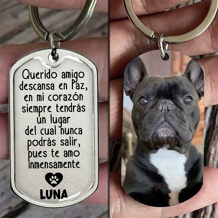 Por cada vez que pienses en mí, estoy aquí dentro de tu corazón: carga una imagen, un llavero personalizado