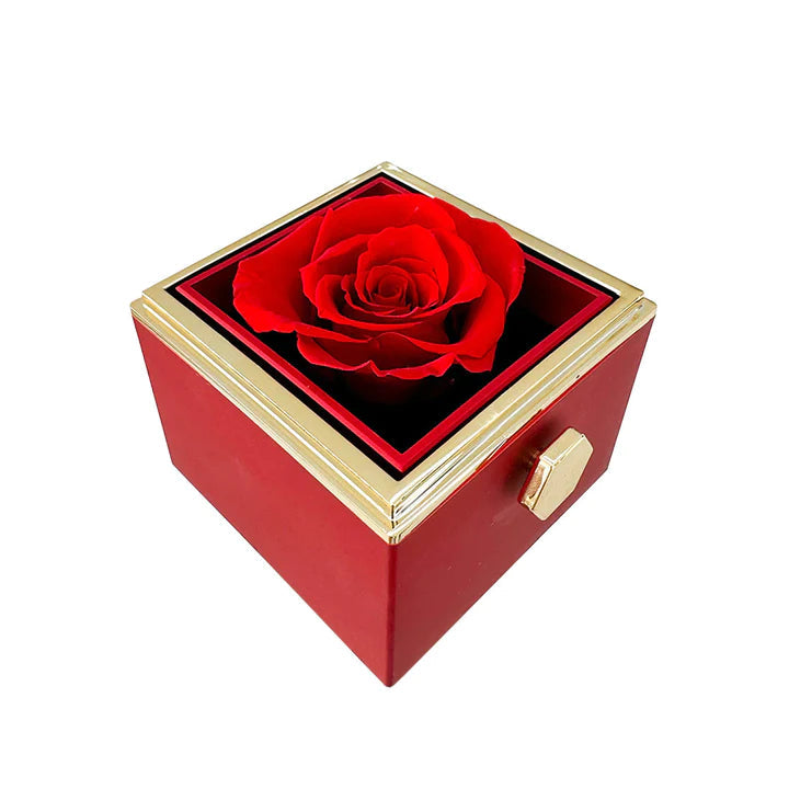 CAJA GIRATORIA ROSA ETERNA CON COLLAR DE CORAZÓN PERSONALIZADO